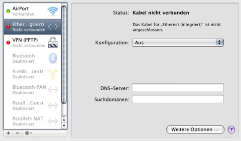 Netzwerk Dialog Mac OS X