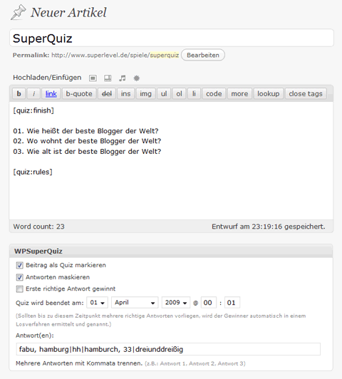 Quiz erstellen